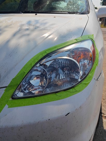 Same headlight after restoration — clear, like new